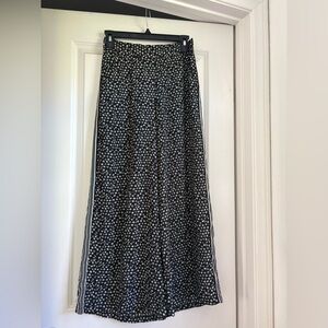 Max Studio Black and White Floral Boot Cut Pants with Side Stripes